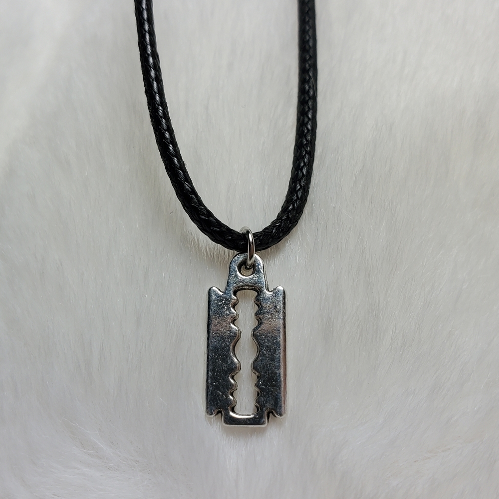 Tiny razor blade necklace